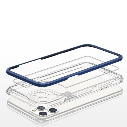 Clear 3in1 case for iPhone 11 Pro Max blue frame gel cover
