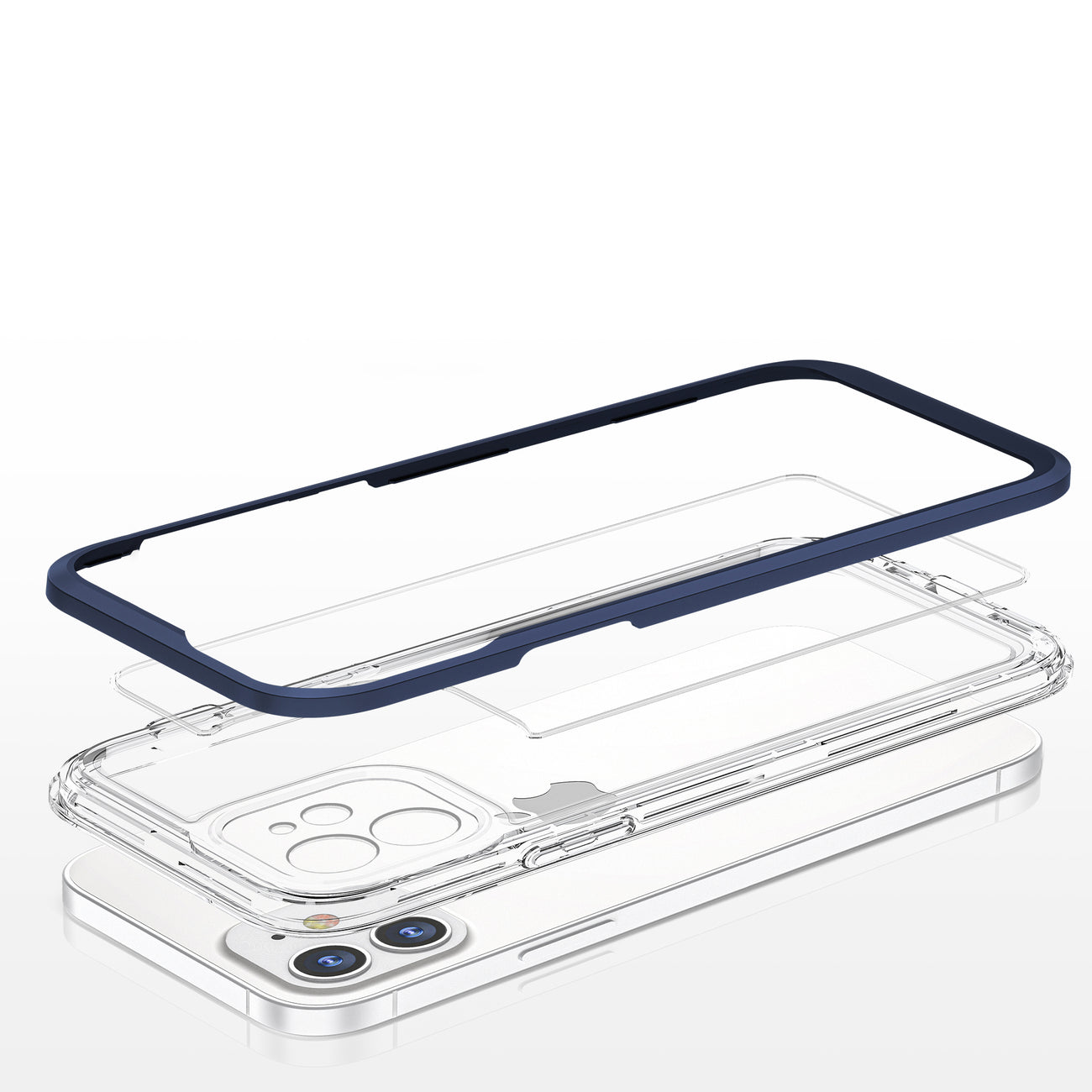 Clear 3in1 case for iPhone 12 blue frame gel cover