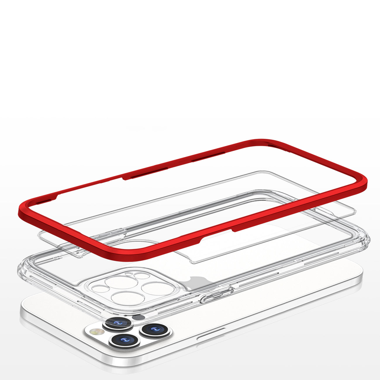 Clear 3in1 case for iPhone 12 Pro frame gel cover red
