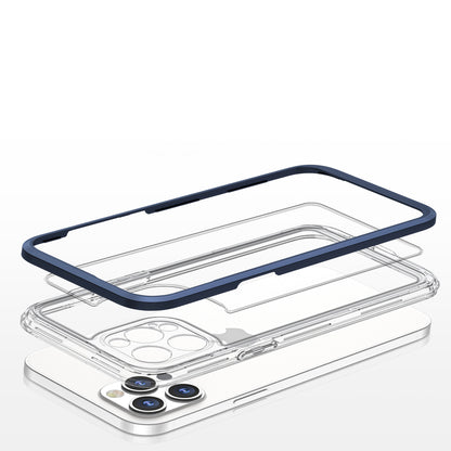 Clear 3in1 case for iPhone 12 Pro Max blue frame gel cover