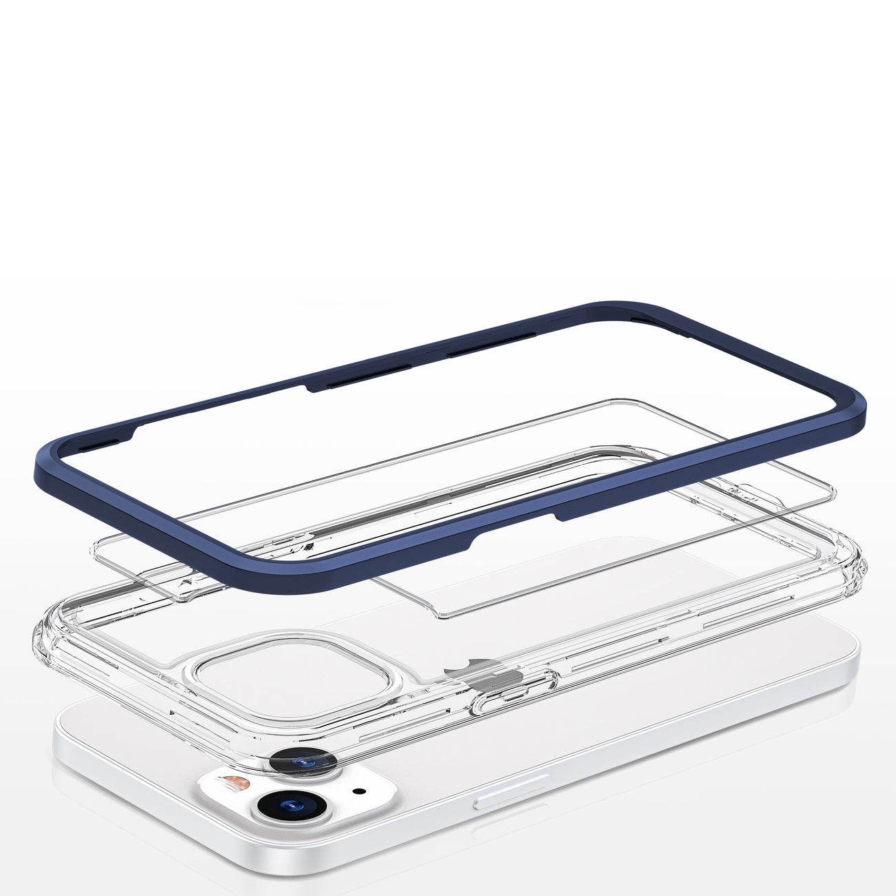 Clear 3in1 case for iPhone 13 mini gel cover with frame blue