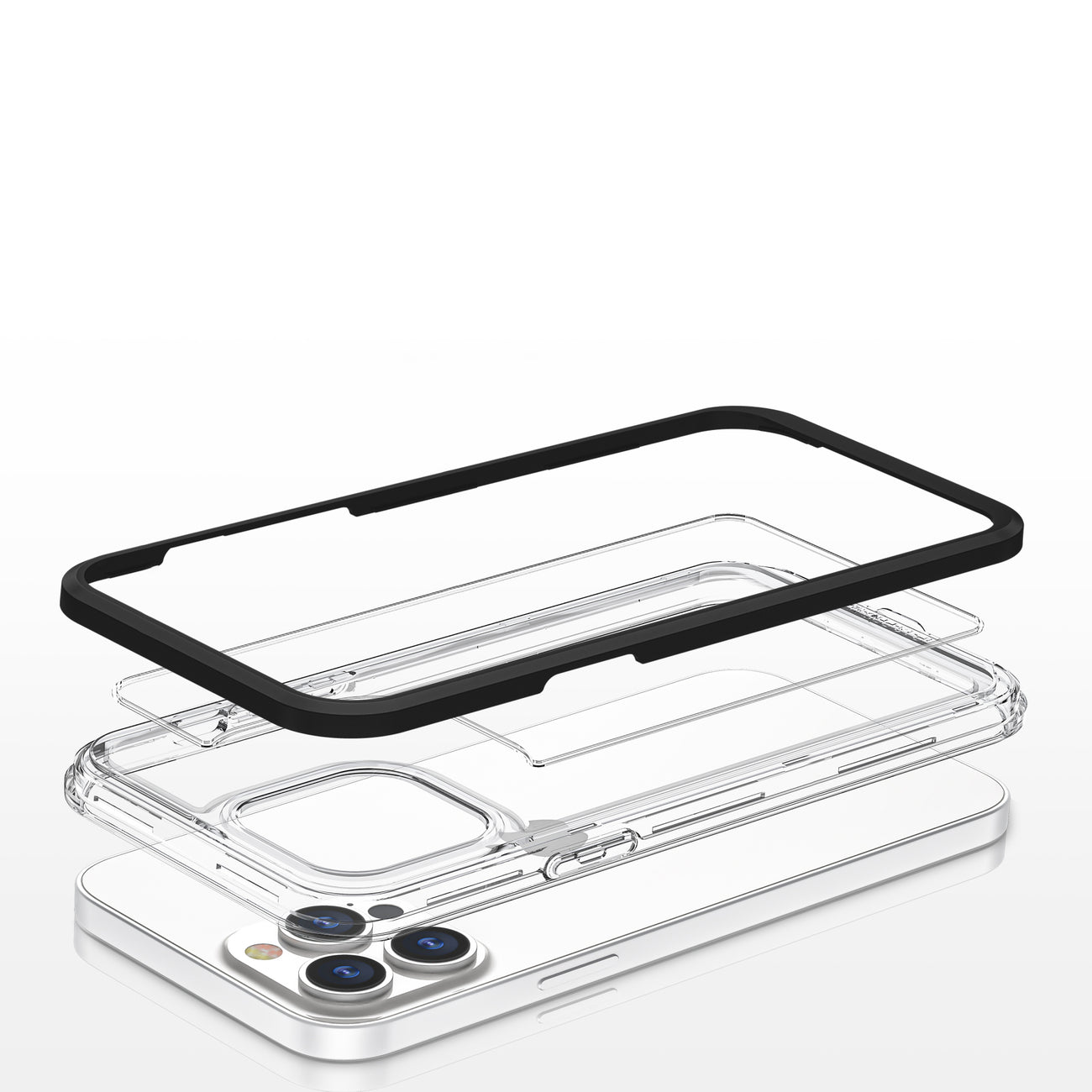 Clear 3in1 case for iPhone 13 Pro Max case gel cover with frame black