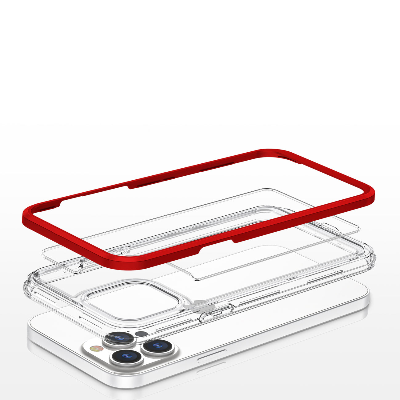 Clear 3in1 Case for iPhone 13 Pro Max Frame Cover Gel Red