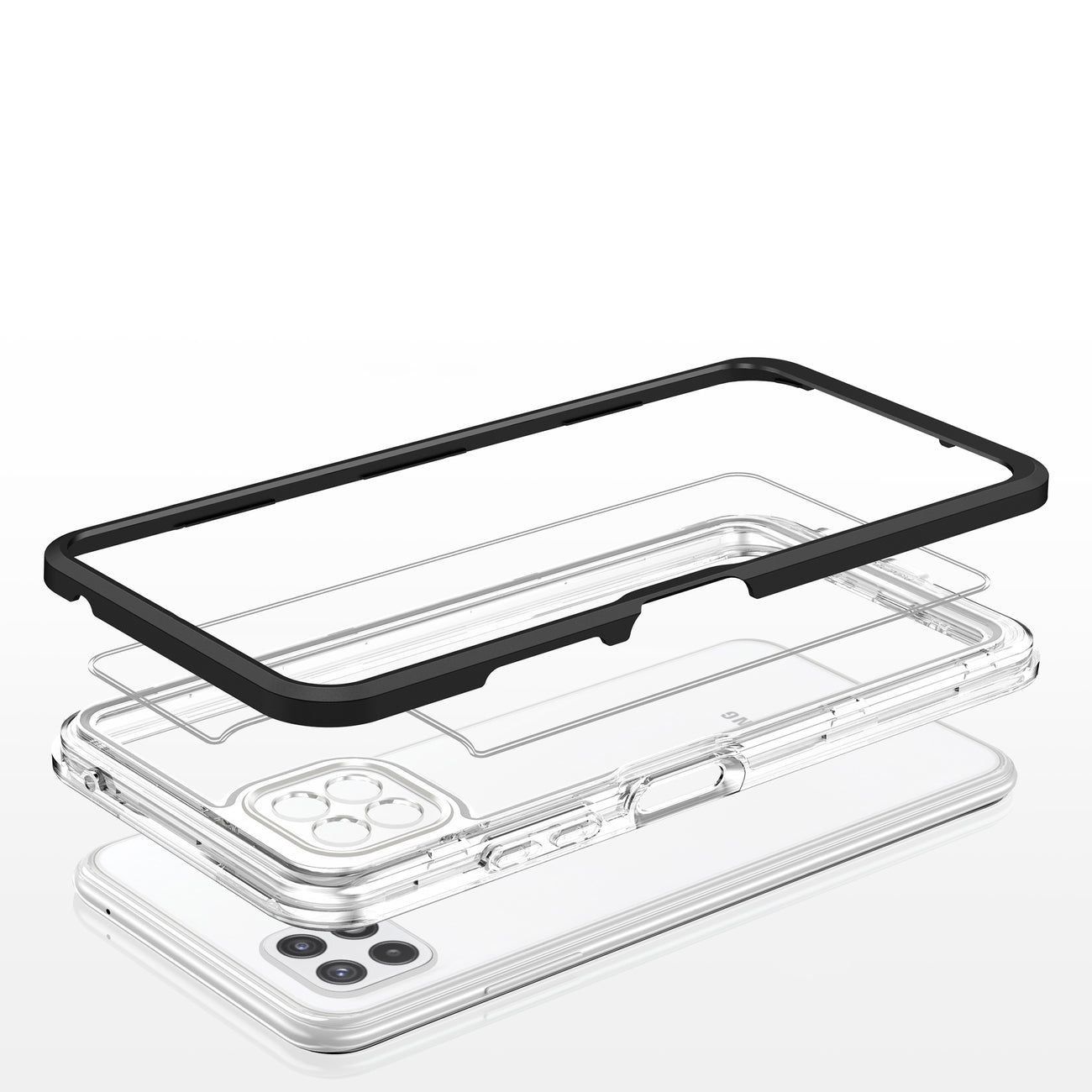 Clear 3in1 Case for Samsung Galaxy A22 5G Frame Gel Cover Black