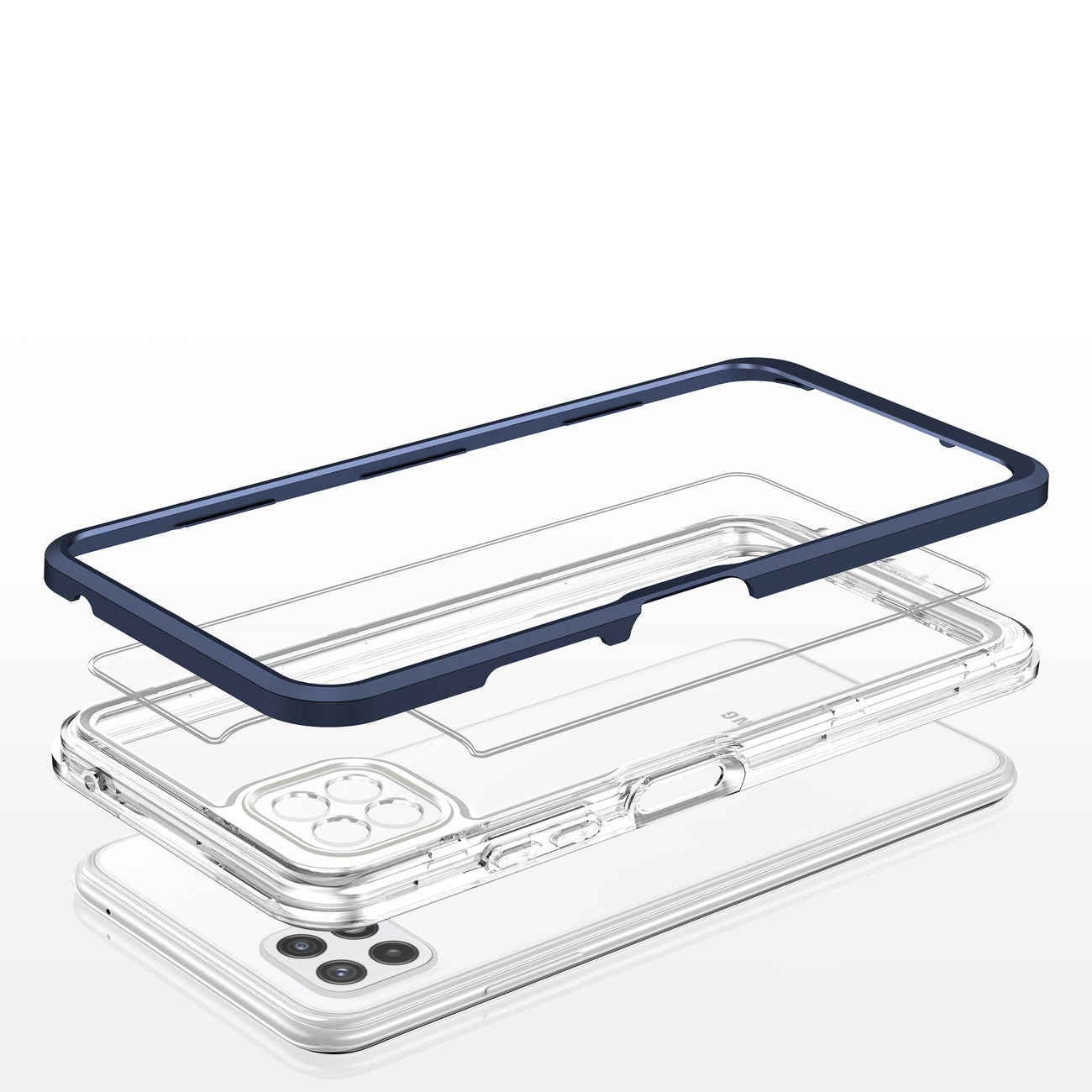 Clear 3in1 Case for Samsung Galaxy A22 5G Frame Gel Cover Blue