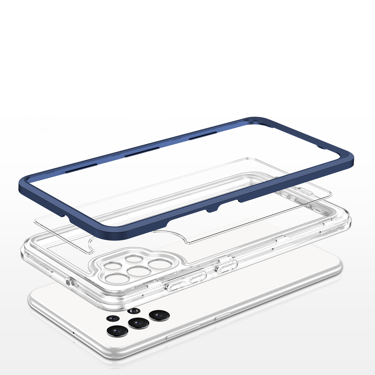 Clear 3in1 Case for Samsung Galaxy A32 4G Frame Gel Cover Blue