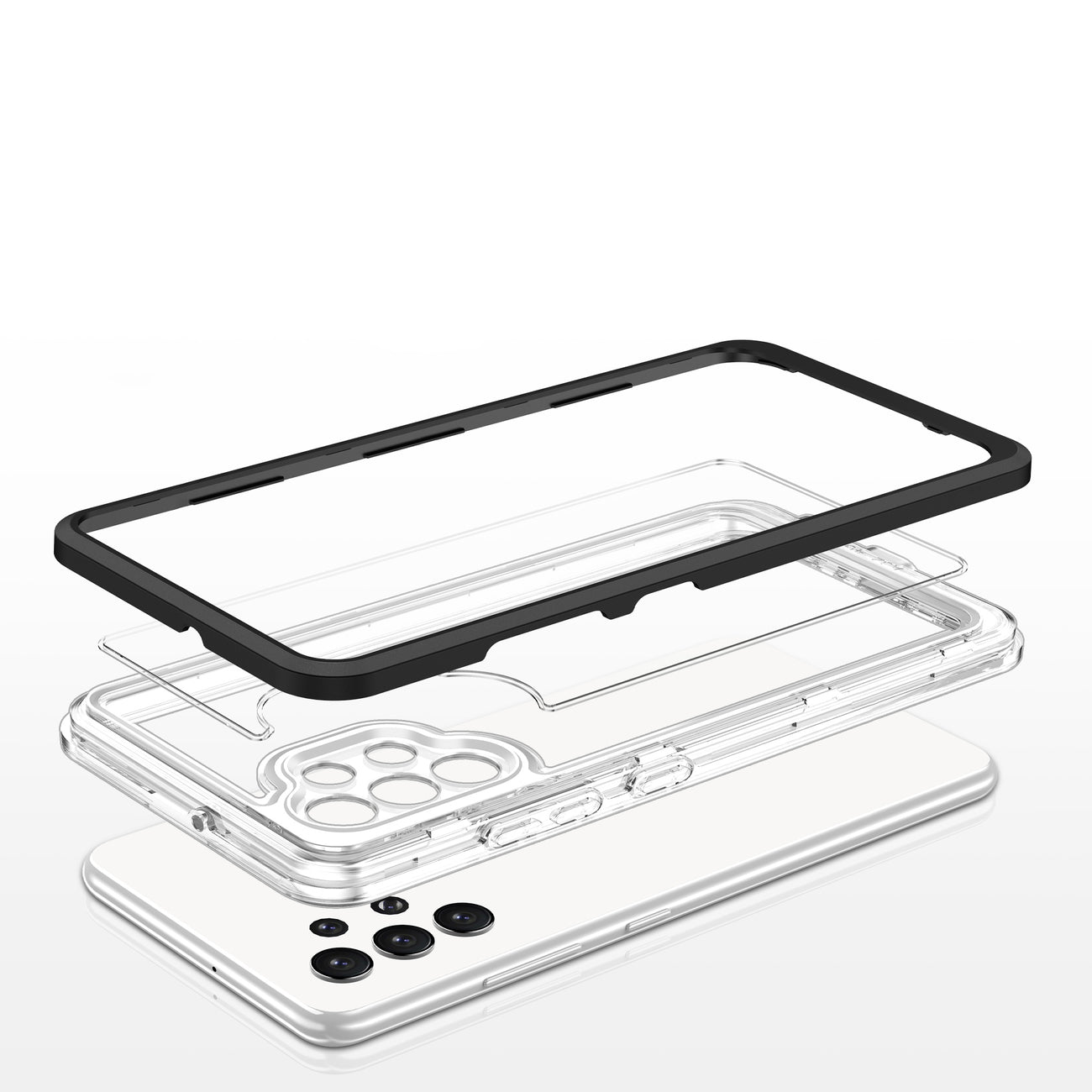 Clear 3in1 Case for Samsung Galaxy A32 5G Frame Gel Cover Black