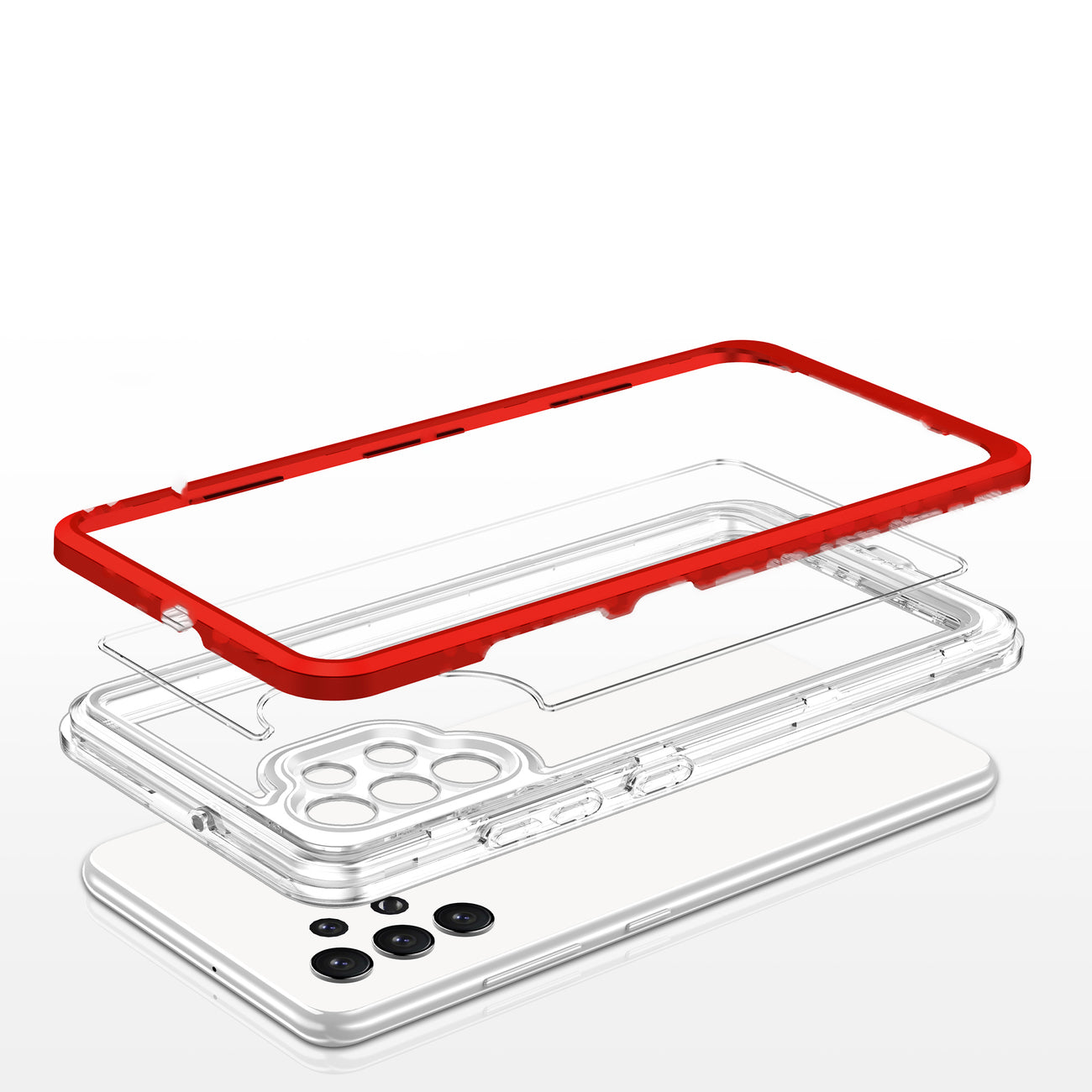 Clear 3in1 Case for Samsung Galaxy A32 5G Frame Gel Cover Red