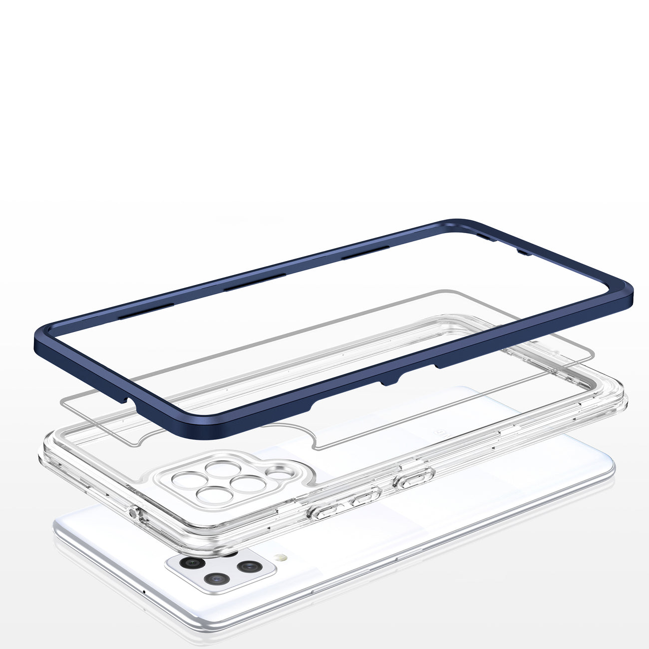 Clear 3in1 Case for Samsung Galaxy A42 5G Frame Gel Cover Blue