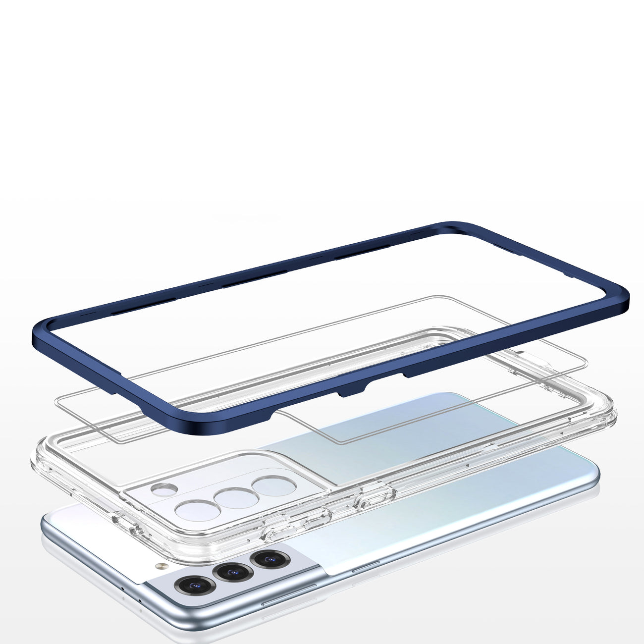 Clear 3in1 Case for Samsung Galaxy S22 Frame Gel Cover Blue