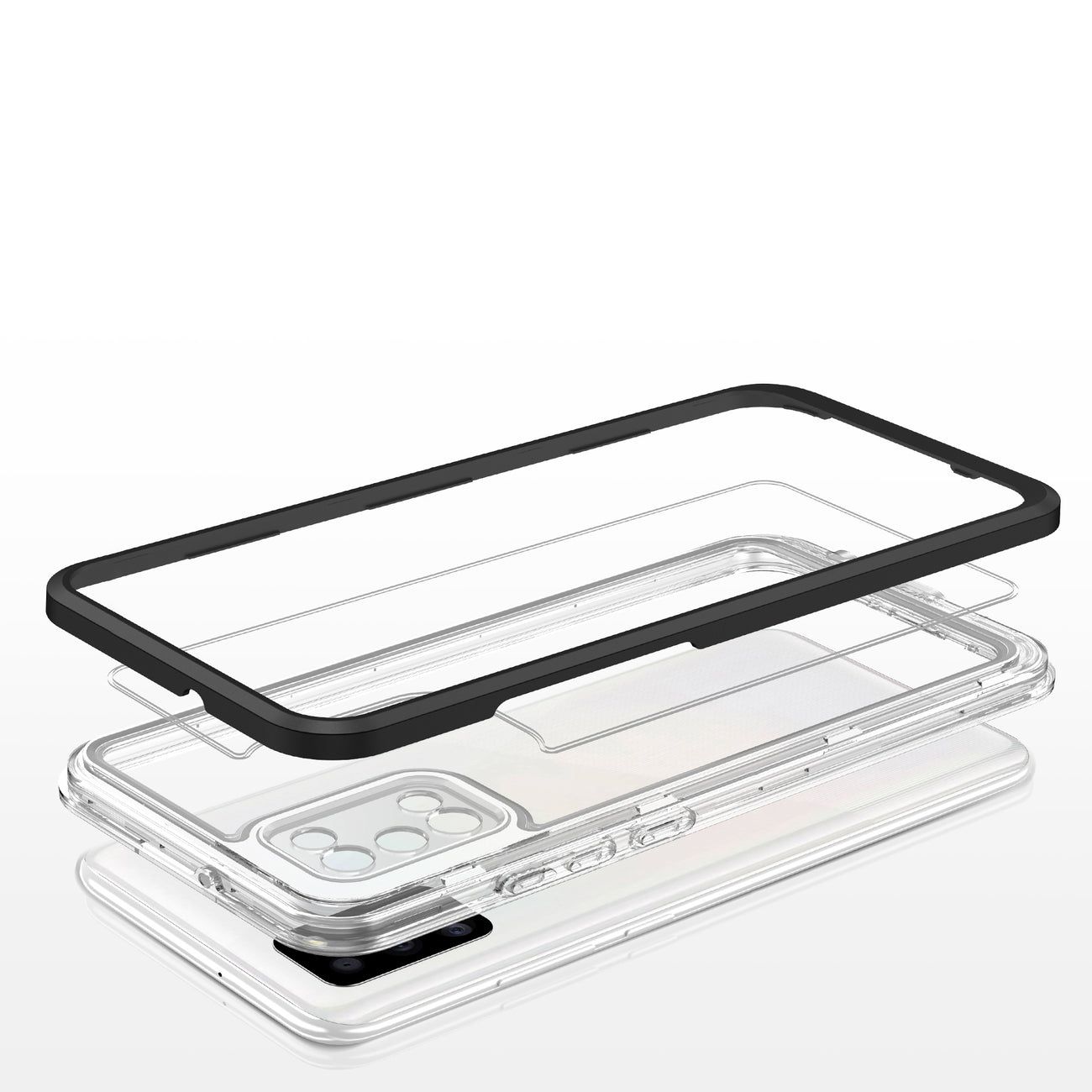 Clear 3in1 case for Samsung Galaxy A03s (166) frame gel cover black