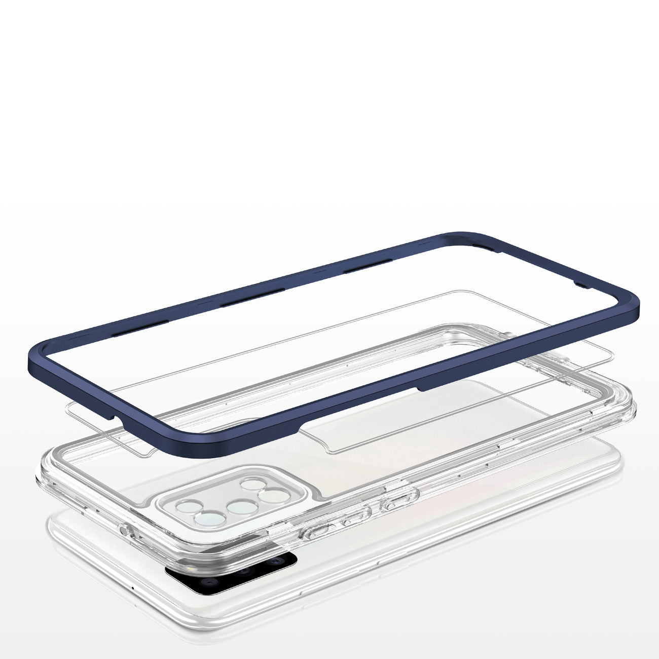 Clear 3in1 case for Samsung Galaxy A03s (166) frame gel cover blue
