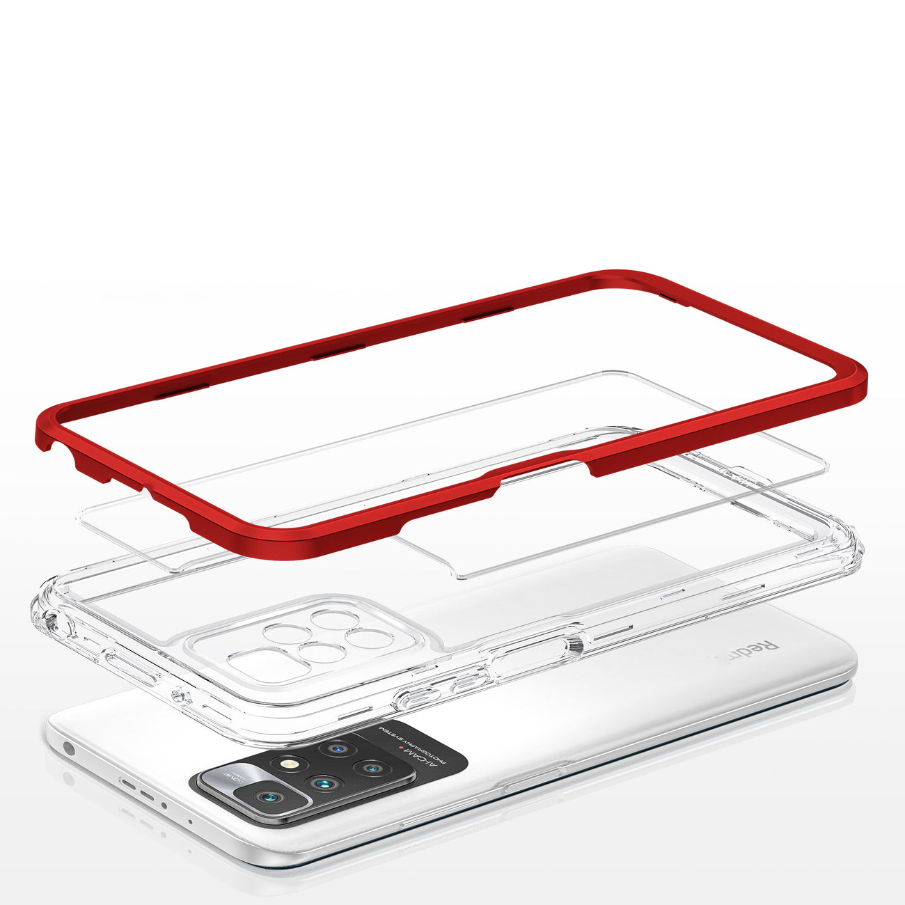 Clear 3in1 Case for Xiaomi Redmi 10 Frame Gel Cover Red