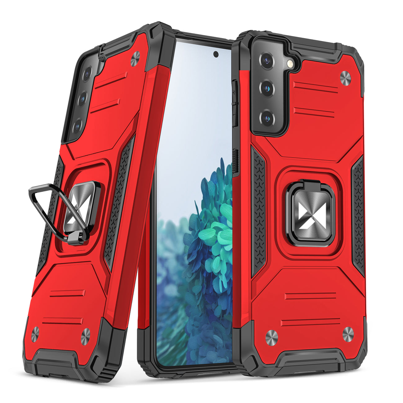 Wozinsky Ring Armor tough hybrid case cover + magnetic holder for Samsung Galaxy S22 red