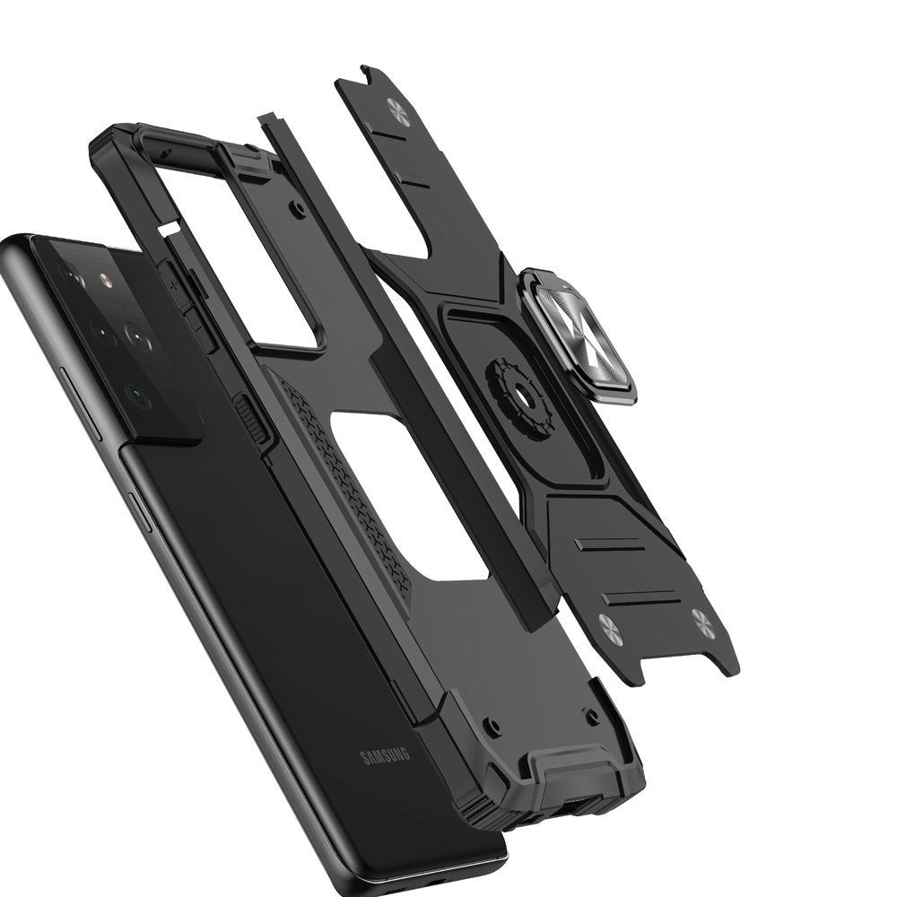 Wozinsky Ring Armor tough hybrid case cover + magnetic holder for Samsung Galaxy S22 Ultra black