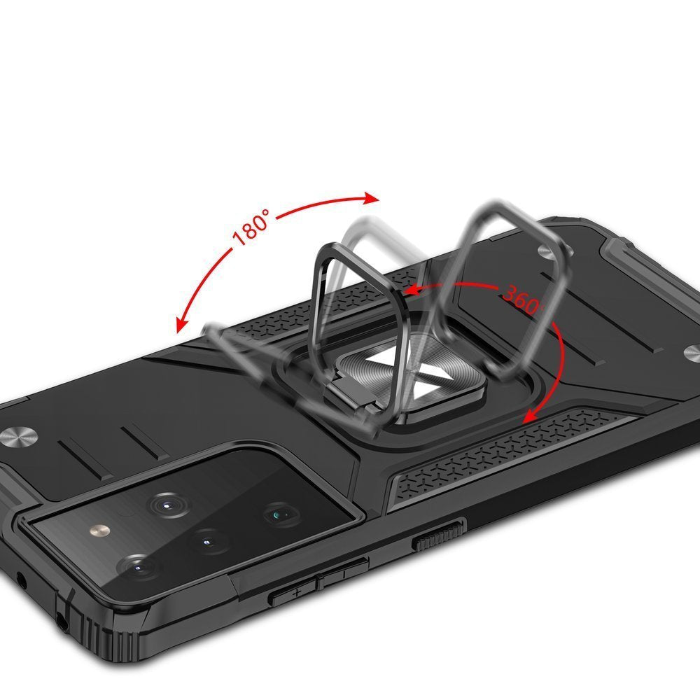 Wozinsky Ring Armor tough hybrid case cover + magnetic holder for Samsung Galaxy S22 Ultra black