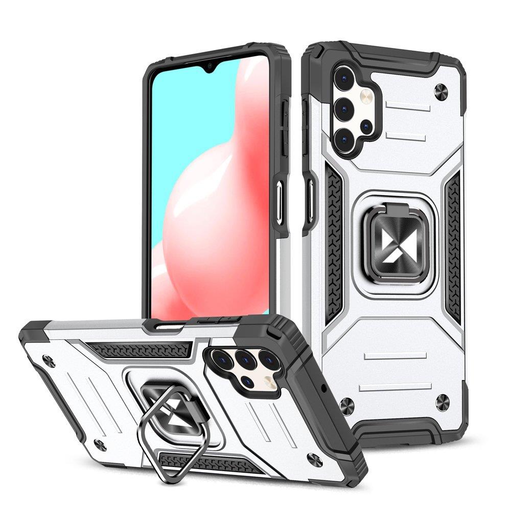 Wozinsky Ring Armor tough hybrid case cover + magnetic holder for Samsung Galaxy A73 silver