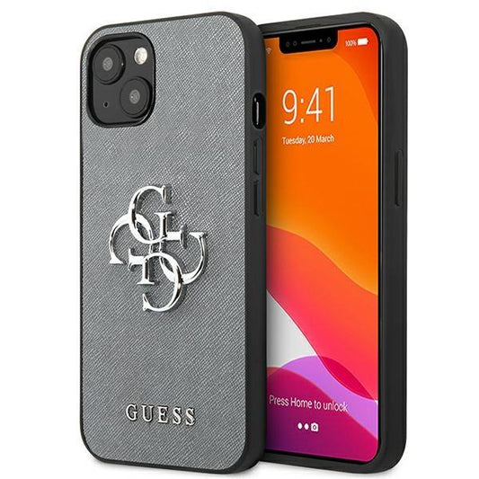 Guess GUHCP13SSA4GSGR iPhone 13 mini 5.4&quot; grey/grey hardcase Saffiano 4G Metal Logo