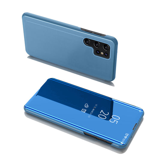 Clear View Case flip cover for Samsung Galaxy S22 Ultra blue