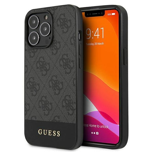 Guess GUHCP13LG4GLGR iPhone 13 Pro / 13 6.1&quot; grey/grey hardcase 4G Stripe Collection