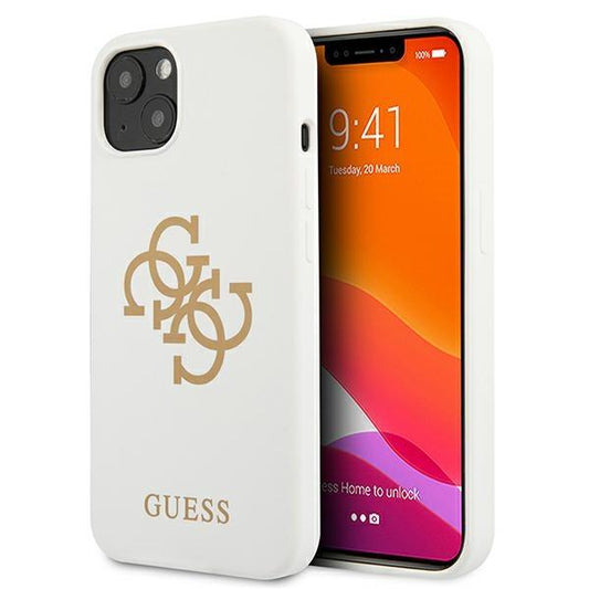 Guess GUHCP13MLS4GGWH iPhone 13 6,1" biały/white hard case Silicone 4G Logo