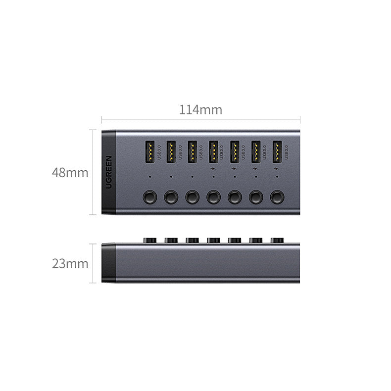 Ugreen multifunctional HUB 7in1 USB Type C - 7x USB Type A 3.0 PD DC 12V gray (CM481)