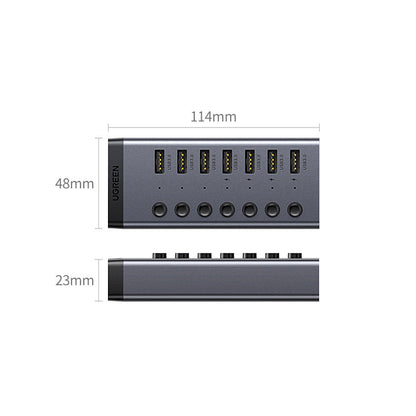 Ugreen multifunctional HUB 7in1 USB Type C - 7x USB Type A 3.0 PD DC 12V gray (CM481)