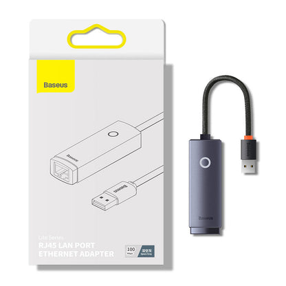 Baseus Lite Series USB adapter - RJ45 LAN socket 100Mbps gray (WKQX000013)
