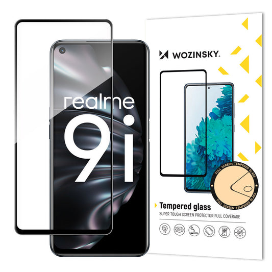 Wozinsky Tempered Glass Full Glue Super Tough Screen Protector Full Coveraged with Frame Case Friendly for Oppo A76 / Oppo A36 / Realme 9i black