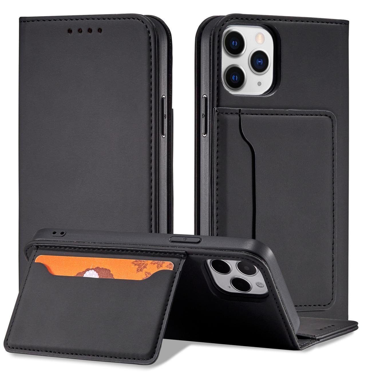 Magnet Card Case for iPhone 12 cover card wallet card stand black