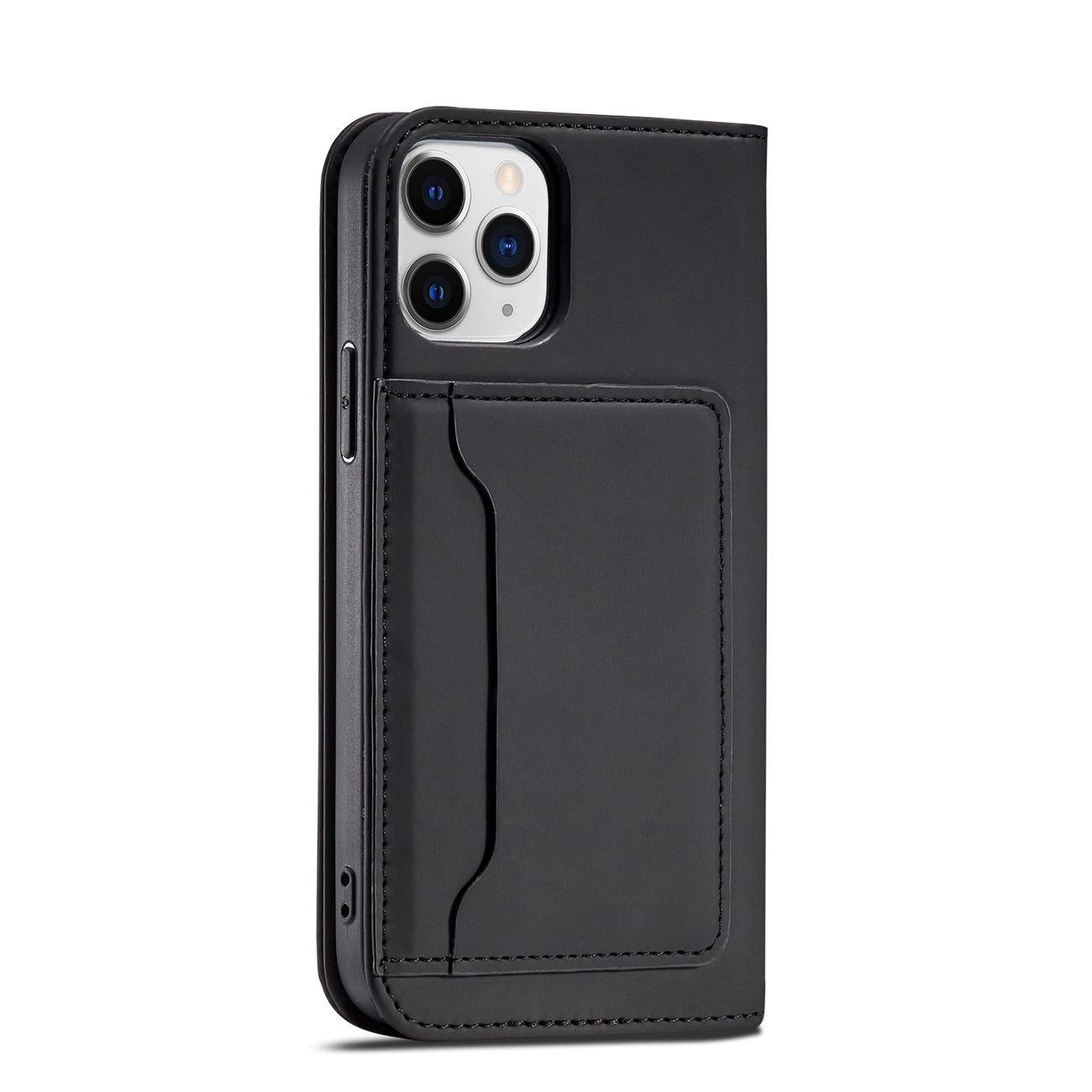 Magnet Card Case for iPhone 12 cover card wallet card stand black
