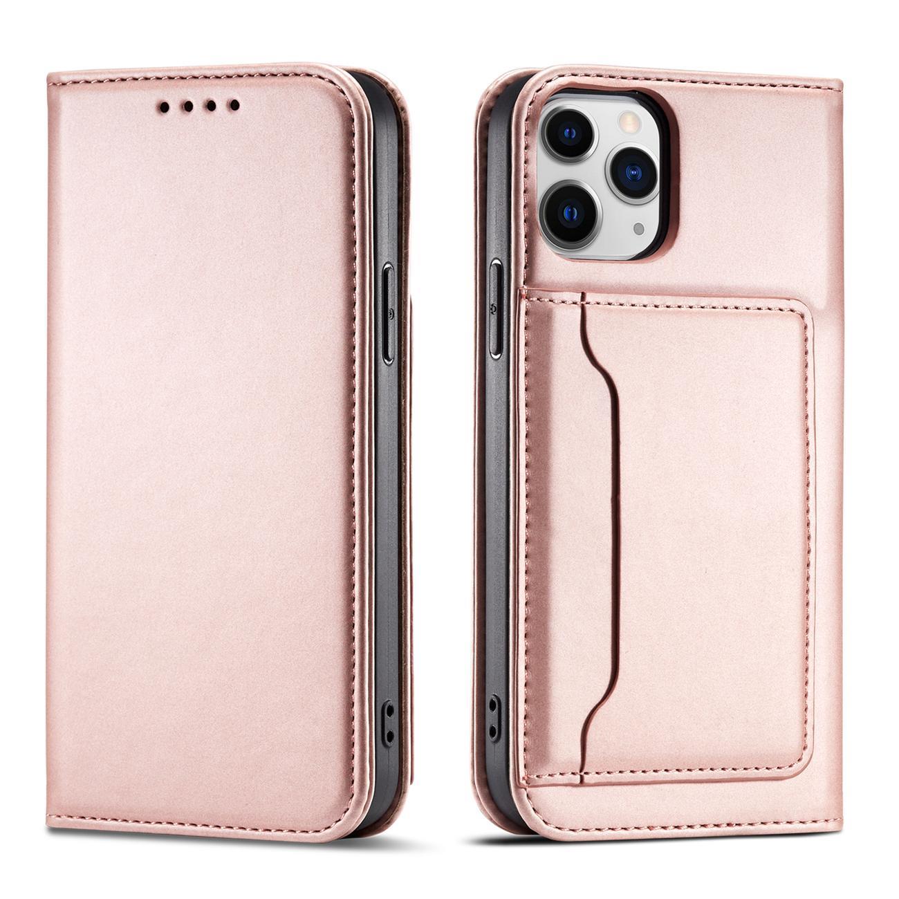 Magnet Card Case for iPhone 12 Pro Pouch Card Wallet Card Stand Pink