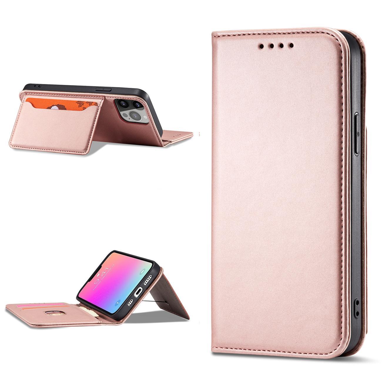 Magnet Card Case for iPhone 13 Pro Pouch Card Wallet Card Holder Pink