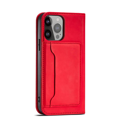 Magnet Card Case for iPhone 13 Pro Pouch Card Wallet Card Holder Red