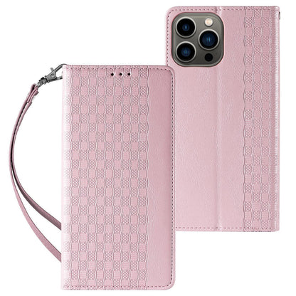 Magnet Strap Case Case for iPhone 12 Pro Max Pouch Wallet + Mini Lanyard Pendant Pink