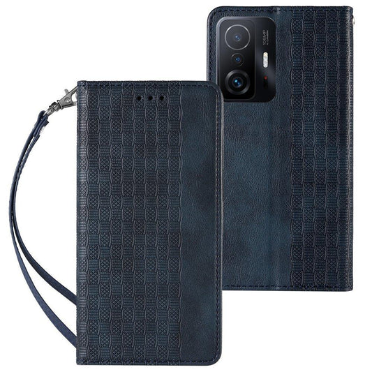 Magnet Strap Case Case for Xiaomi Redmi Note 11 Pro Pouch Wallet + Mini Lanyard Pendant Blue