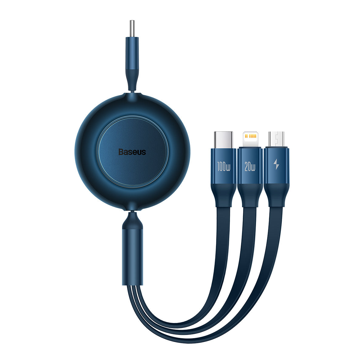 Baseus Bright Mirror 2 retractable cable 3in1 cable USB Type C - micro USB + Lightning + USB Type C 3.5A 1.1m blue (CAMJ010203)