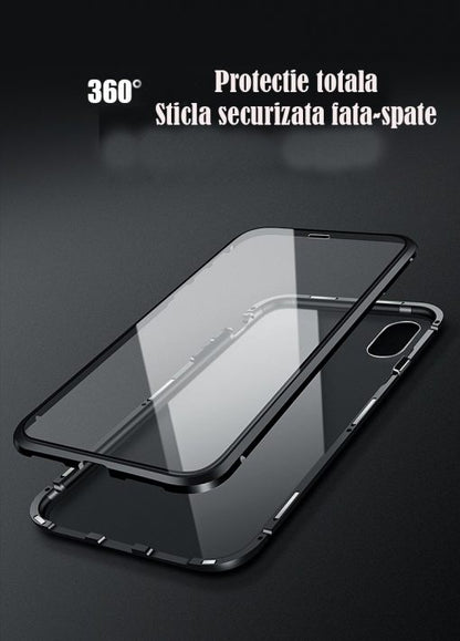 Husa magnetica 360 cu sticla fata-spate iPhone 8+