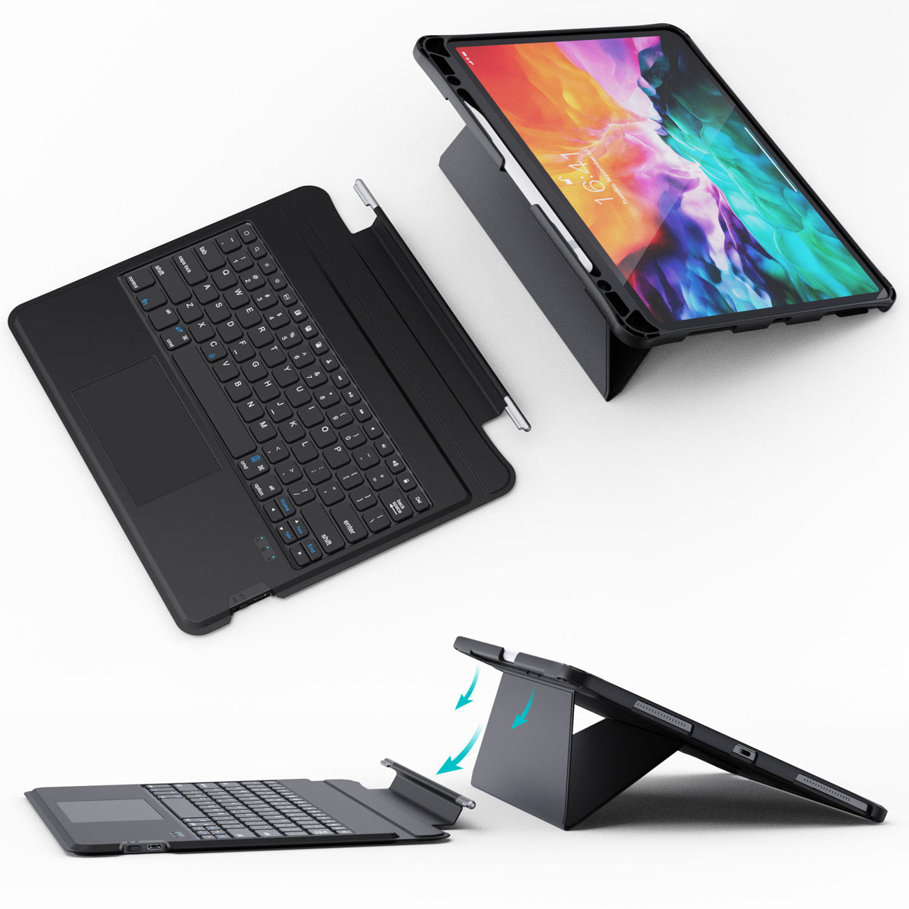 Carcasa Wireless cu tastatura pentru iPad Pro 12.9' 2020/2021, Bluetooth, negru