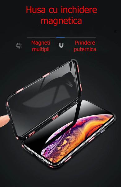 Husa magnetica 360 cu sticla fata-spate iPhone 8