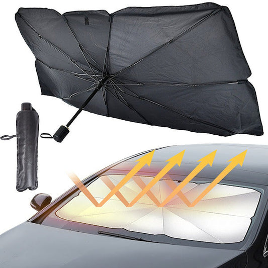 Parasolar auto pliabil, in forma de umbrela, rezistent TV, negru