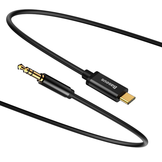 [RETURNED ITEM] Baseus stereo audio cable AUX 3.5 mm mini jack - USB Type C for tablet phone 120cm black (CAM01-01)