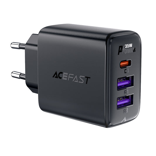 Acefast A57 PD 35W GaN charger 2 x USB-A + USB-C with 3 ports - black