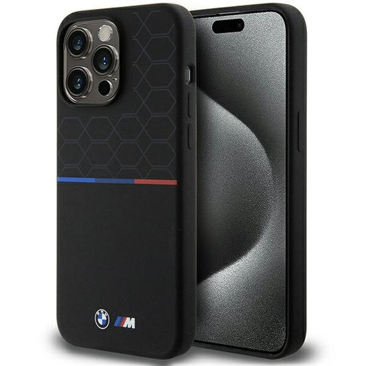BMW M Silicone Pattern MagSafe case for iPhone 15 Pro Max - black
