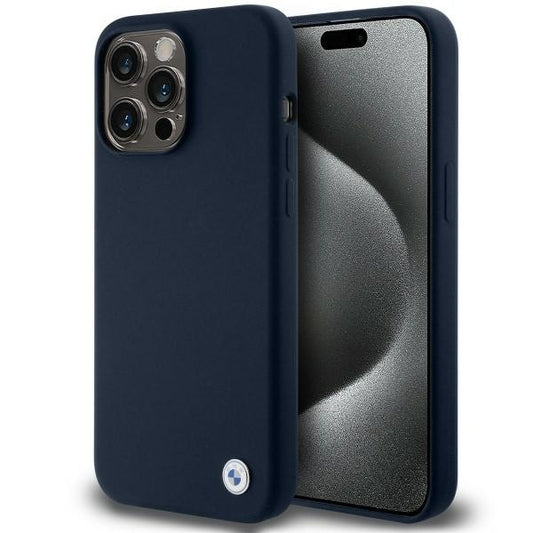 BMW Silicone Metal Logo case for iPhone 15 Pro - navy blue