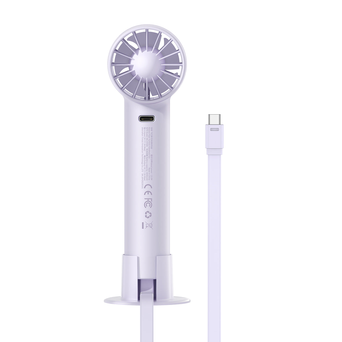 Baseus mini fan power bank with built-in USB Type C cable 4000mAh purple (ACFX010105)