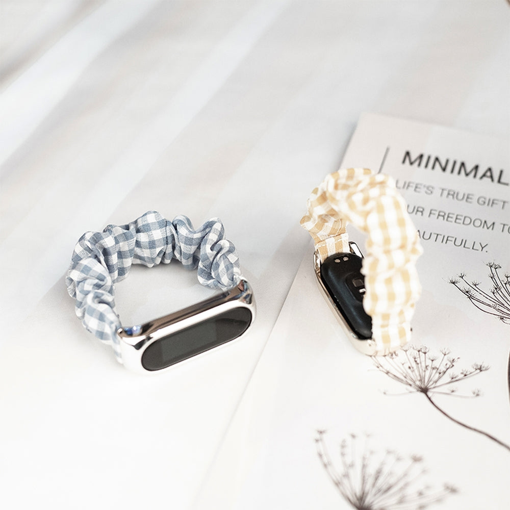 Cloth wristband for Xiaomi Mi Band 6/5/4/3 strap bracelet elastic scrunchies white