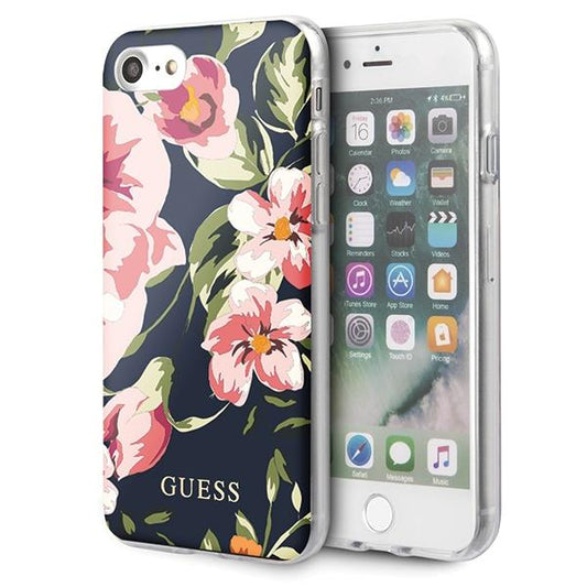 Guess GUHCI8PCUTRFL03 iPhone 7/8/SE 2020 / SE 2022 granatowy/navy N°3 Flower Collection Shiny