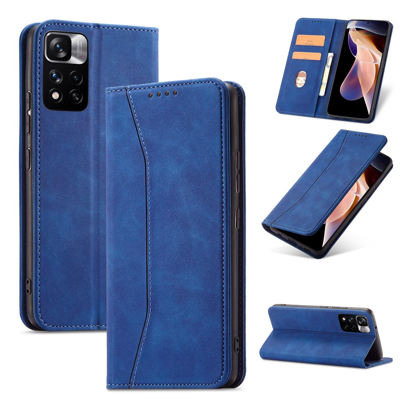 Magnet Fancy Case Case for Xiaomi Redmi Note 11 Pro Pouch Card Wallet Card Holder Blue