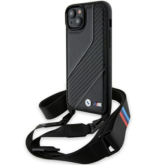BMW M Edition Carbon Stripe &amp; Strap case for iPhone 15 Plus / 14 Plus - black